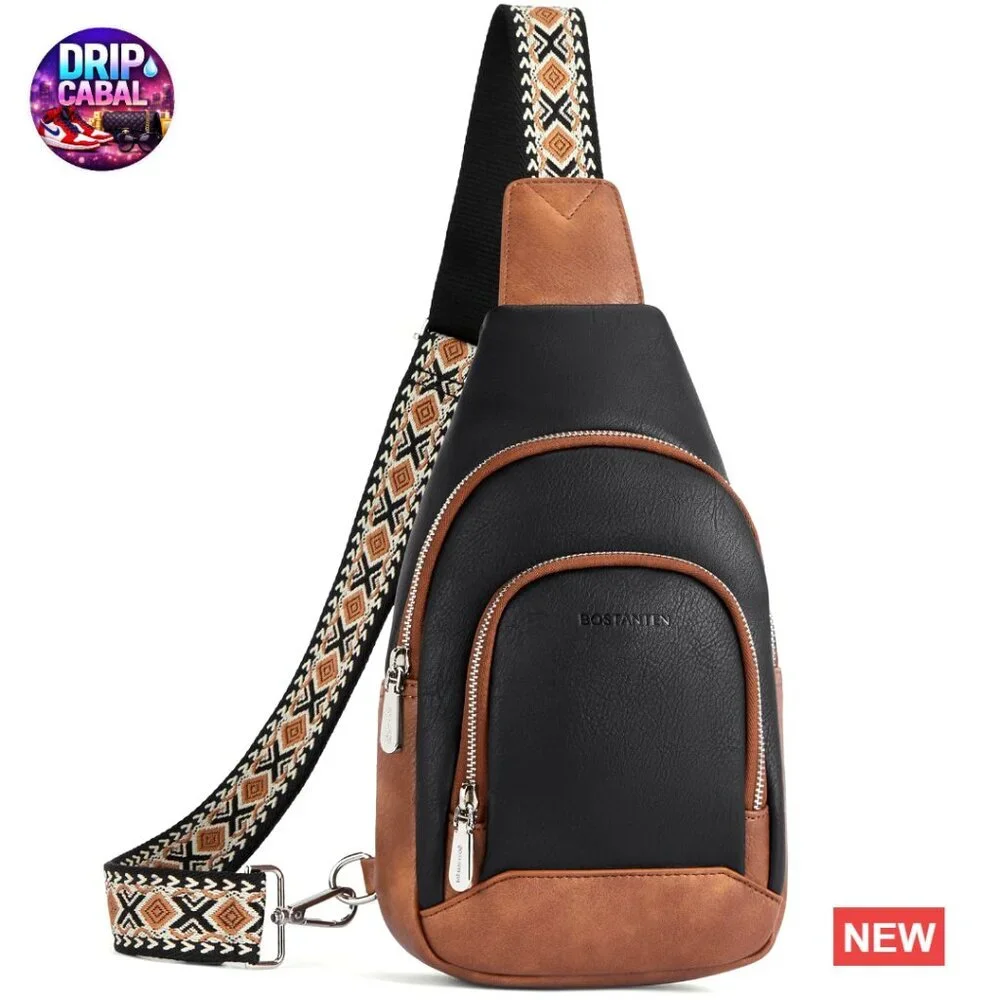 Faux Leather Sling Bag Crossbody Purse with Adjustable Strap - Picture 1 of 7